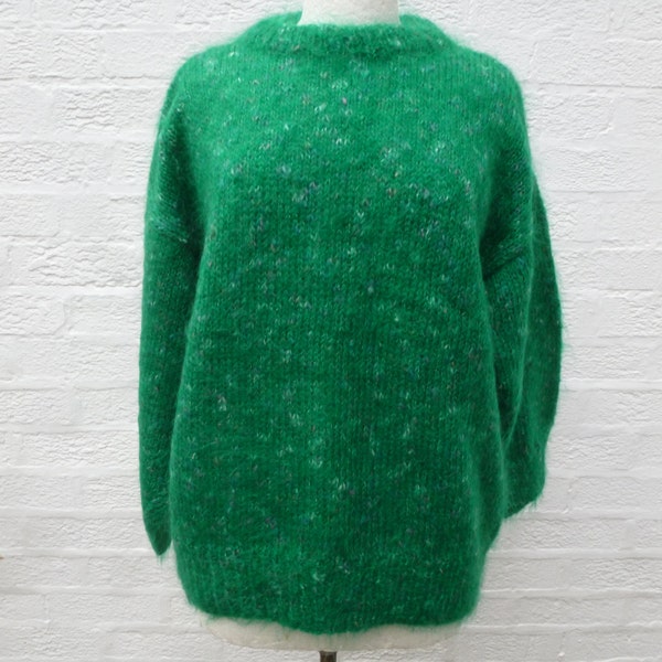 Green mohair jumper ladies sweater 80s clothing vtg jumper womens sweater soft jumper vintage mohair sweater green clothing indie jumper UK.