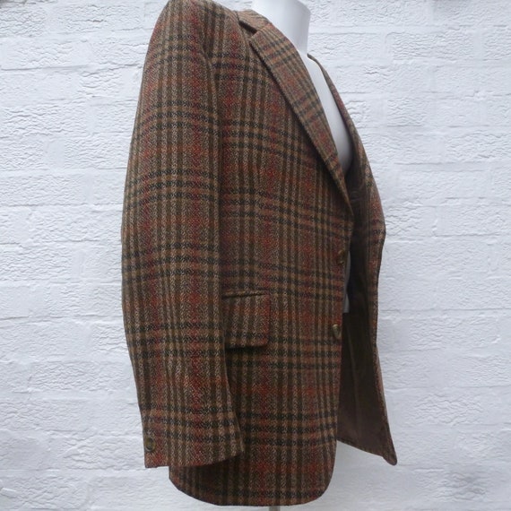 Crombie Jacket Tweed Vintage Scottish Wool Clothing. 1980s Brown Rustic Green Check Blazer, Country Man.