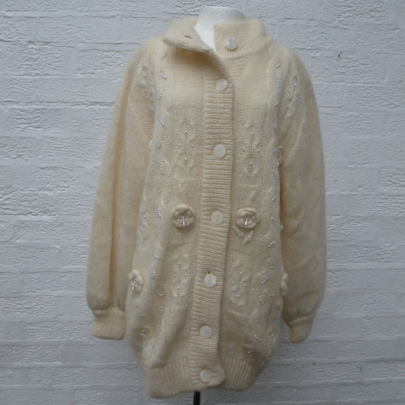 Mohair cardigan size16 jacket, wool knit women's c