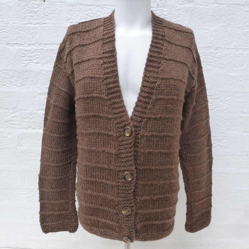 Womens cardigan ladies knit top brown gift handmade chunky wool cardigan winter fall handmade vintage top chunky clothing 90s knit fall gift