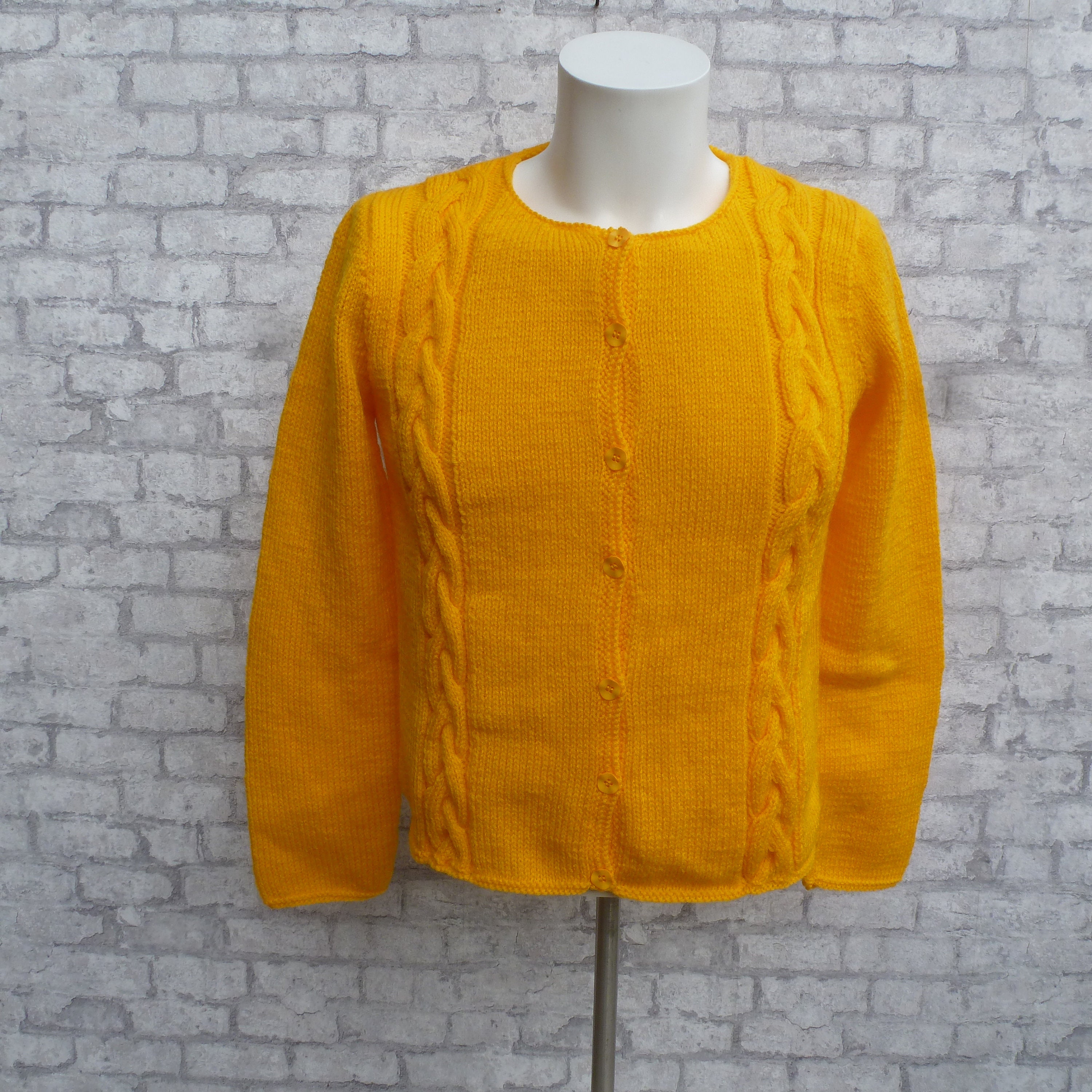 Sunflower Yellow Cardigan Wool Rustic 