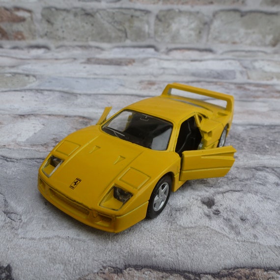 Sports car yellow Ferrari F40 model boxed vintage motor 90s | Etsy