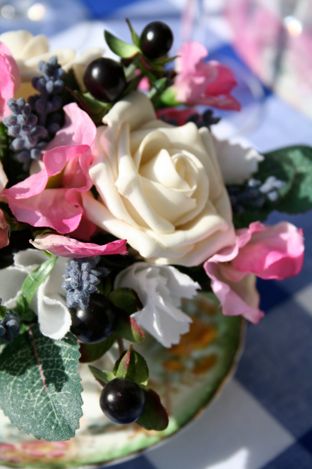 Beautiful floral wedding cake topper arranged in cup and Etsy