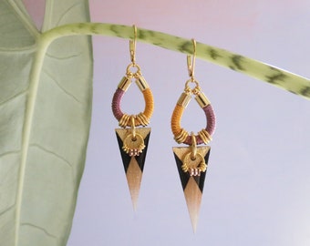 Boucles d'oreilles géométriques triangles style ethnique // YOKO