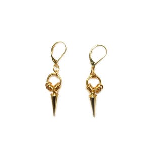 Delicate gold plated spikes dangle earrings // ICA image 2