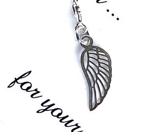 Sterling silver angel wing  charm gift for mother, Tiny silver angel wing  Charm Martisor Jewelry, Dainty silver angel wing  Romanian gift