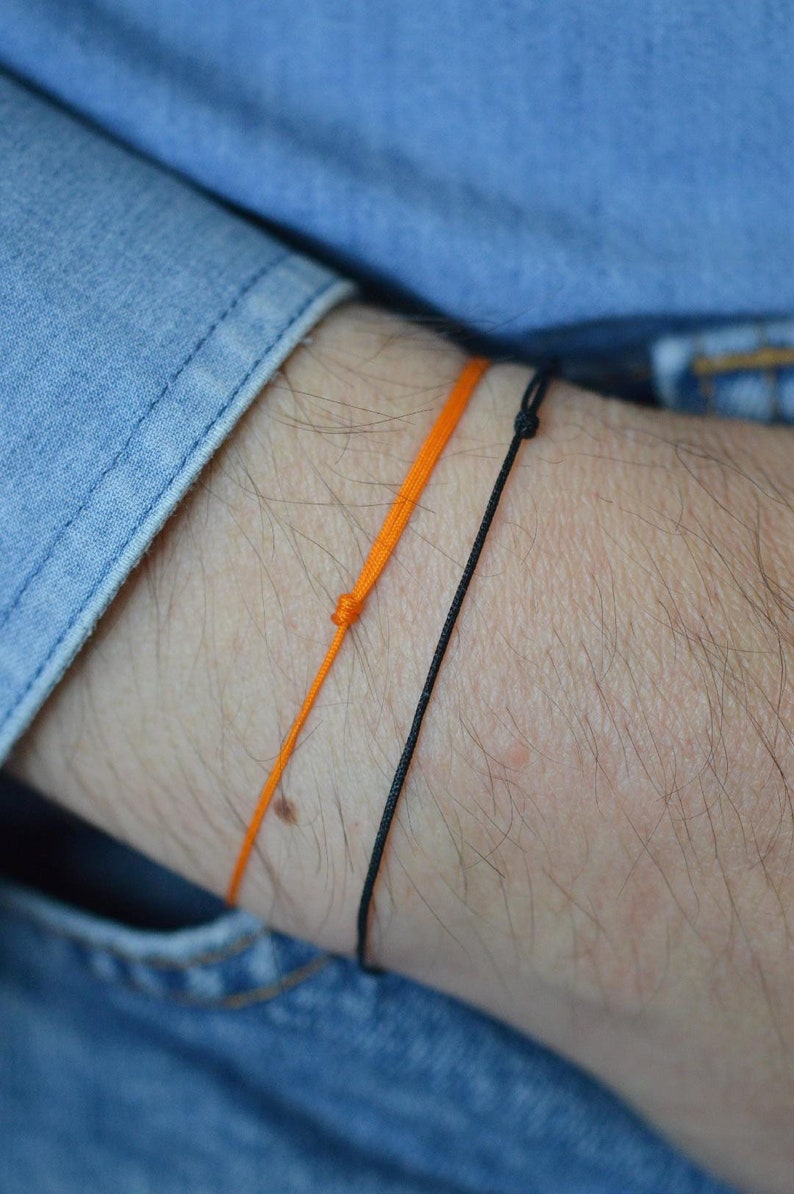 Orange Bracelets for Women Men Orange Black String Friendship Etsy