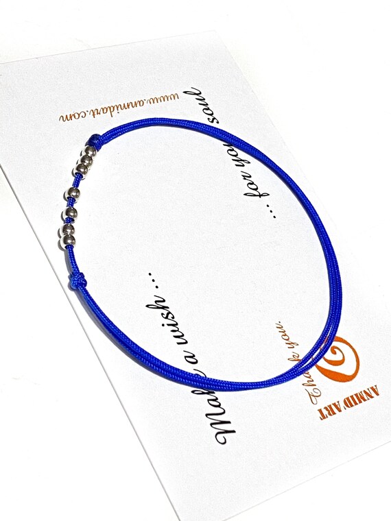 Blue String Bracelet Gift for Sister. Minimalist Bue Simple Etsy