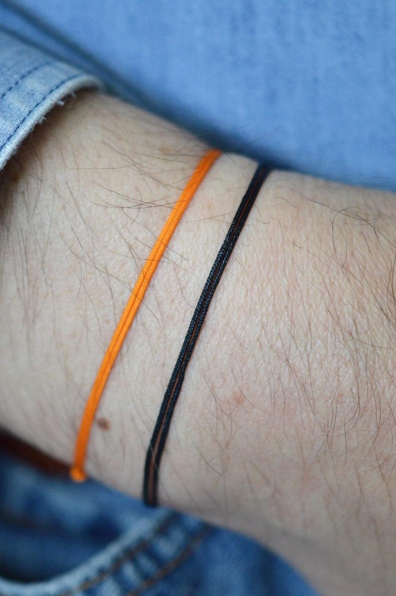 Orange Bracelets for Women Men Orange Black String Friendship Etsy