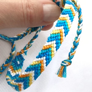 Blue braided bracelet gift for friend, friendship yellow orange turquoise unisex bracelet, adjustable bracelet.