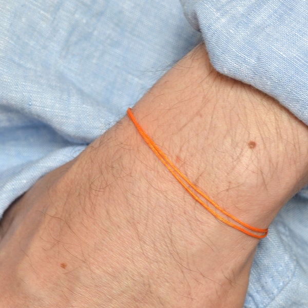 Orange String Bracelet, Simple string orange friendship stackable women bracelet, Orange minimalist lucky bracelet gift for friend