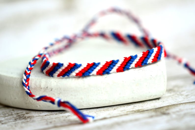 US Flag American Friendship Bracelet France Bracelet US Bracelet Red Unisex Bracelet Red Blue Bracelet Man Braided Bracelet