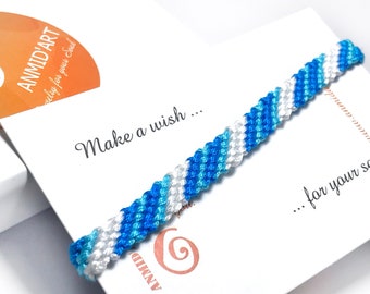 Blue Turquoise Friendship Bracelet gift for son, Turquoise adjustable braided Bracelet, Turquoise White Blue Bracelet