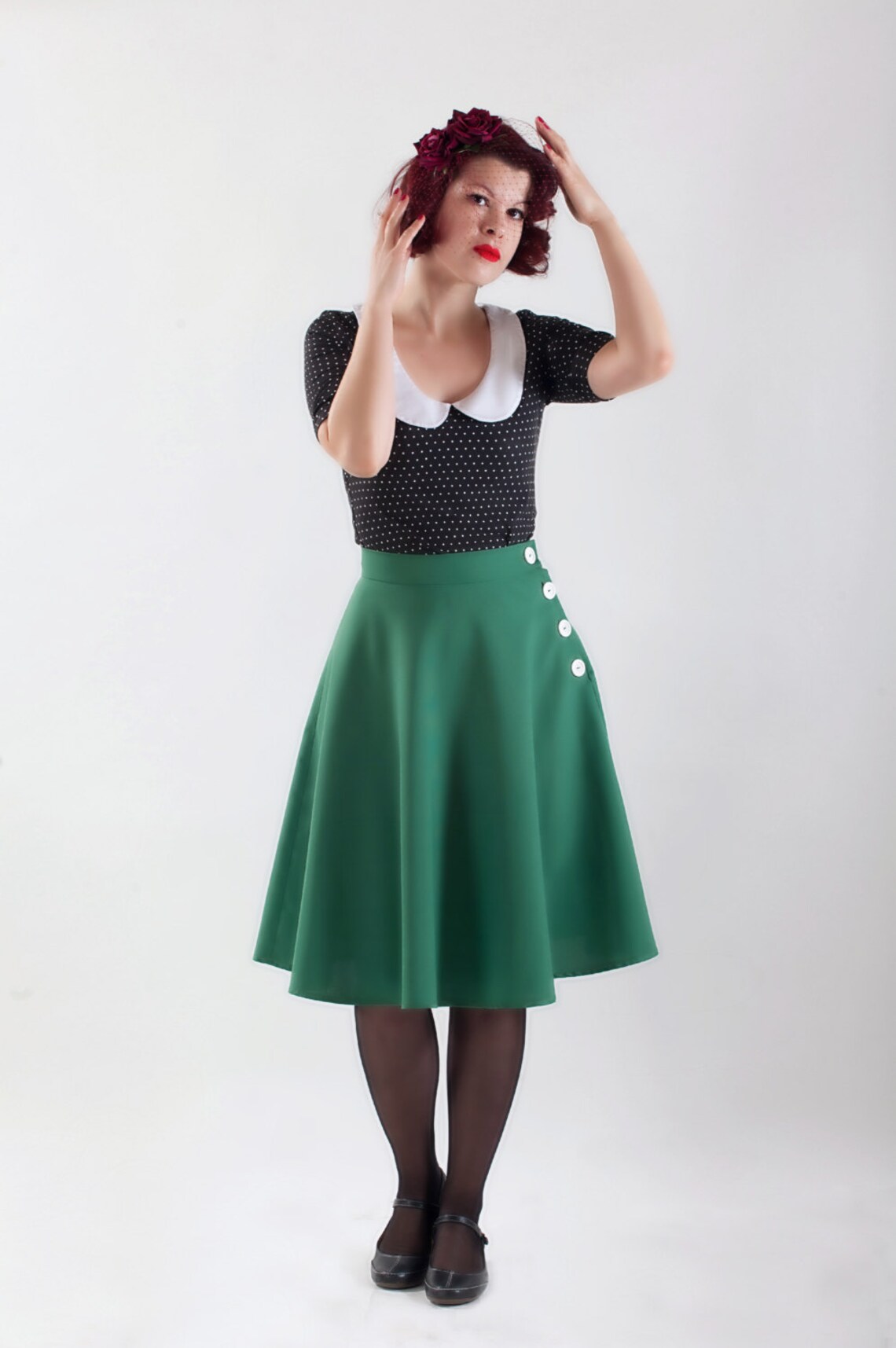 1940s Swing Pin Up Skirt Vintage Inspired Half Circle Skirt | Etsy
