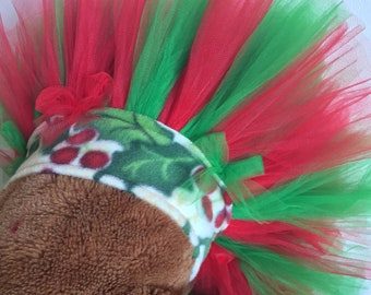 Dog Tutu Pet Christmas holiday red and green Holly TuTu