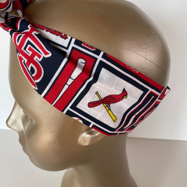 St. Louis Cardinals Red White And Blue Baseball Headband Knot Headband