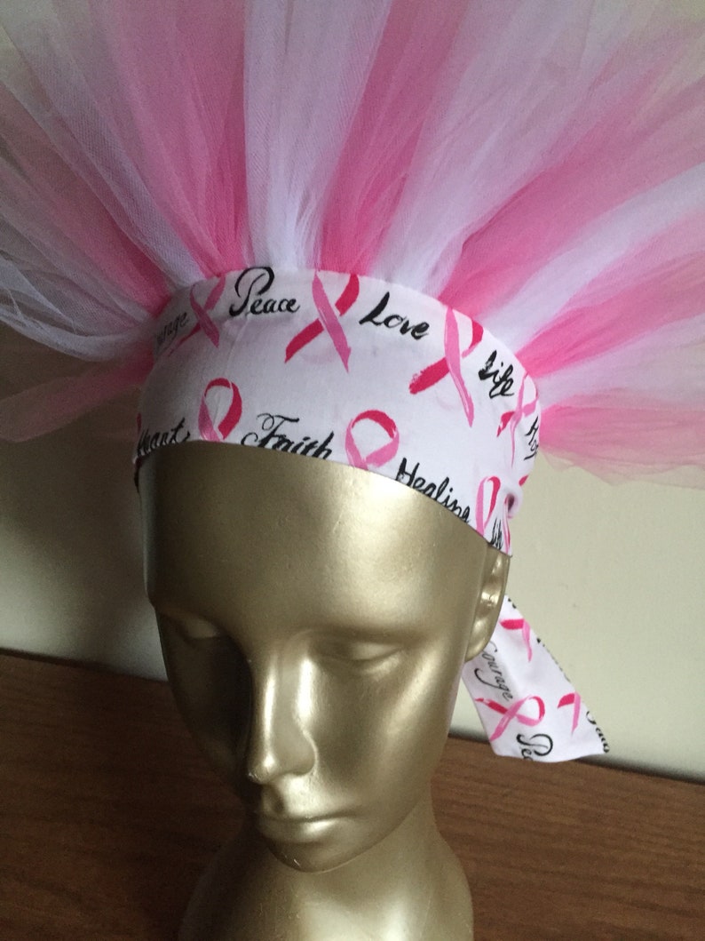 Pink and White Breast Cancer Survivor Awareness Ribbon Headband Pink and White Breast Cancer Survivor Awareness Ribbon Headband