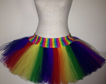 Adult Rainbow TuTu clown costume Halloween tutu Pride Skirt