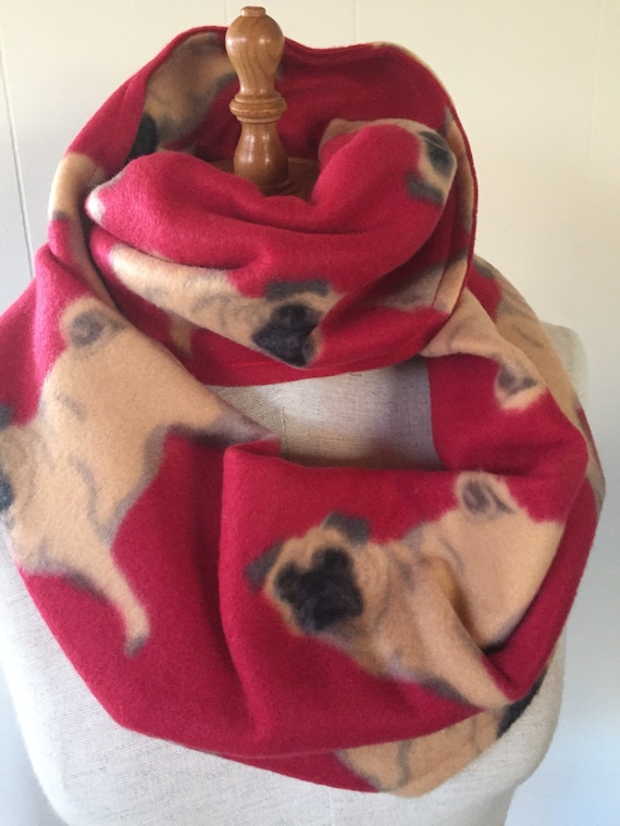 Pug Dog Infinity Scarf Made in USA by City Dogs