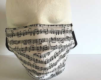 Music Score Face Mask Music Notes Washable fabric three layer face protector