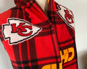 Kansas City Chiefs Red Tartan Arrowhead Fleece Infinity Scarf Chiefs Kingdom Red Scarf
