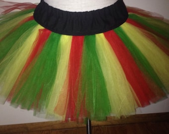 Tutú de reggae rojo, amarillo y verde para adultos