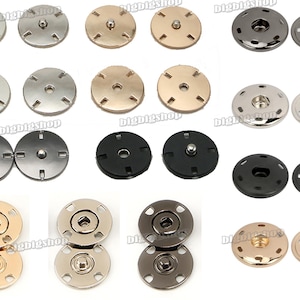 10set Metall Aufnähen Unsichtbarer Druckknopf Kupfer Druckknöpfe Nähen Knöpfe Mantel Popper 12mm 15mm 17mm 19mm 21mm 23mm-30mm 10 color