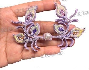 Chinese Knot Button: Silk Fabric Phoenix tail Cheongsam Qipao Frog Closure 1pcs handmade  Sewing Fastener Hook and Eye Toggle Pankou deco