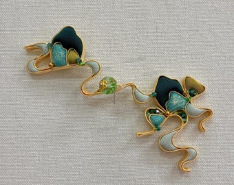 1pcs Sewing Fastener Hook and Loop Chinese knot Toggle Button Cheongsam Frog Closure Green hill design Qipao Pankou Tang Suit Deco