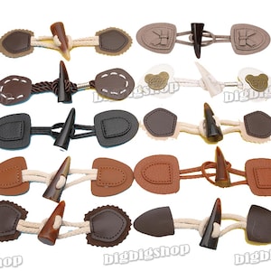 1pcs/5pcs/10pcs Ox Horn Buckle Synthetic Leather frog Toggle Clasp Buttons jacket Coat Jacket Duffle Sewing Closure Fastener 45style pick