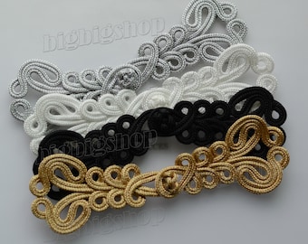 Golden white Black Large Size  braid Sewing Fastener Chinese Closure Cheongsam  Knot Frog Button Qipao Cloth pankou Suit Deco  16cm 6.29inch
