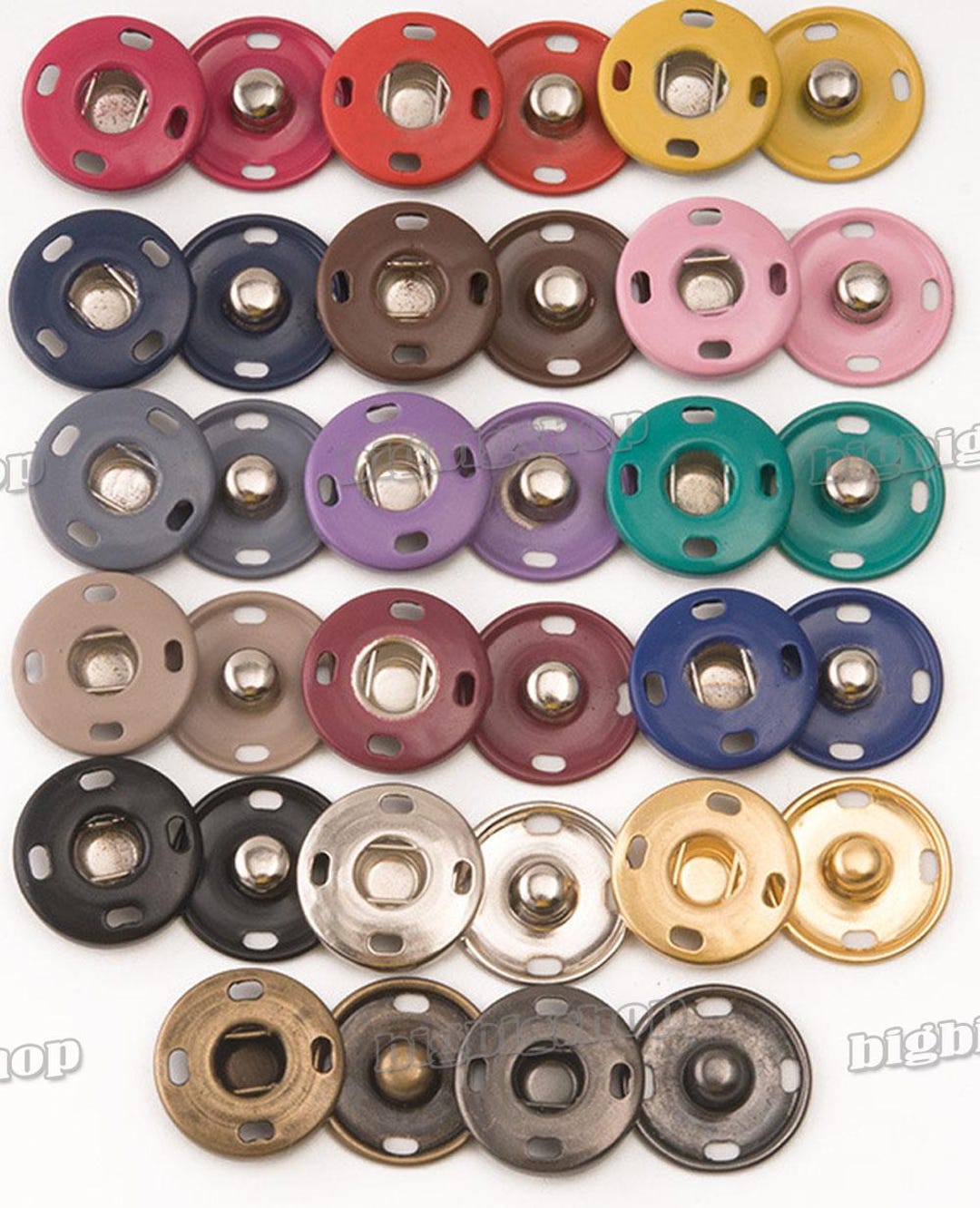 10set Colored Metal Sew-on Invisible Snap Fastener Press Studs Sewing ...