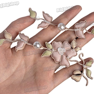 1set Rosa Nähverschlüsse Haken und Schleife Chinesischer Knoten Knopf Cheongsam Frosch Verschluss Blumenumhang Mantel Qipao Pankou Tang Suit deco