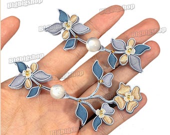 1set Sewing Fastener Hook and Eye Chinese knot Toggle Button Cheongsam Frog Closure Blue Qipao Pankou Tang Suit Deco
