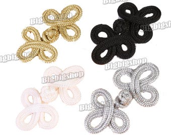 5pcs Chinese Knot button Cheongsam Frog Closure Cord Braid Toggle-and-Loop Qipao Tang Suit Pankou Sewing Fastener 6.8cm 4color option