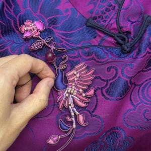1 pz. Chiusure per cucire gancio e occhiello bottone nodo cinese cheongsam chiusura a rana treccia floreale disegno uccello qipao pankou vestito tang deco