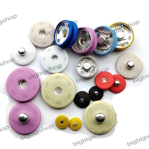 50sets Stoff Bezogen Metall Sew-On Invisible Snap Fastener Druckknopf Nähen Knopfverschluss Kleidung Popper 105color pick mini 8 mm-32 mm