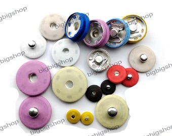 50sets Fabric Covered metal Sew-On Invisible Snap Fastener Press Stud Sewing Button Closure clothing Popper 105color pick mini 8mm-32mm