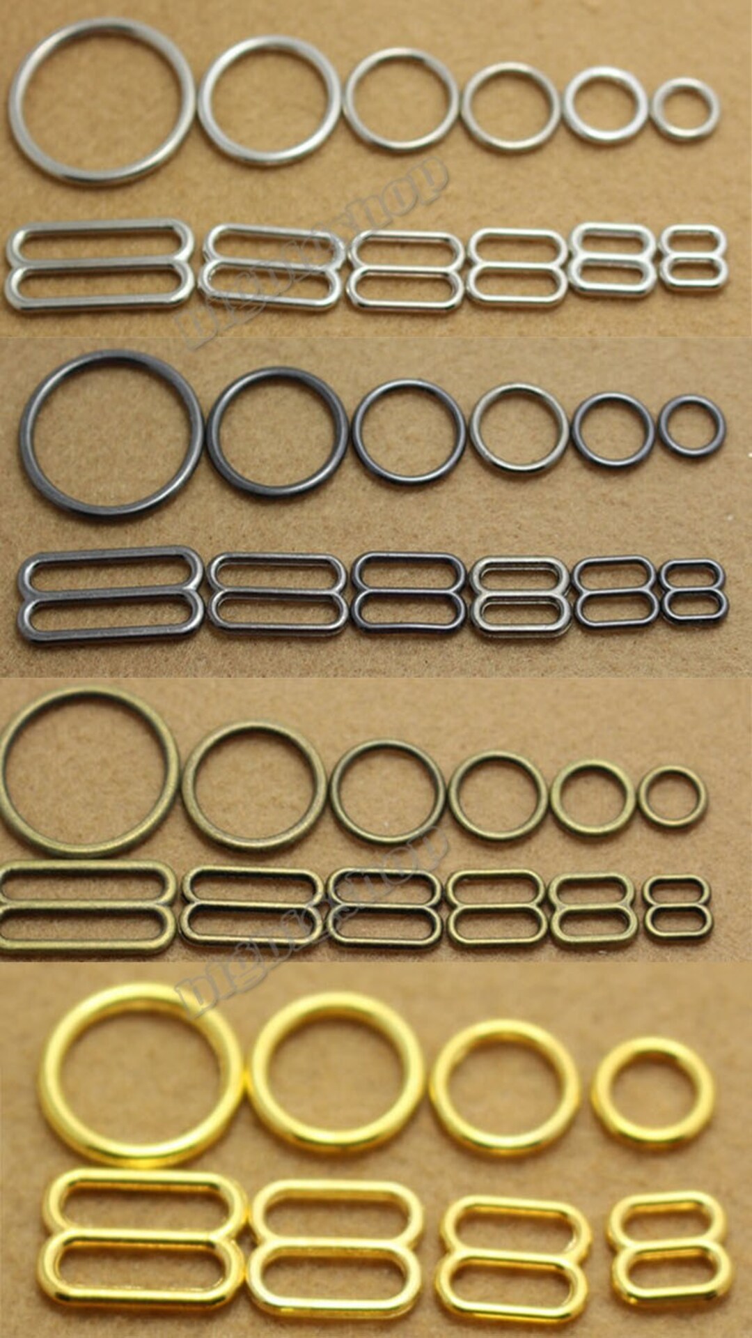 Bra Rectangle Ring 100set Metal Underwear Lingerie Adjustment Bra Strap Sliders and Rings ...