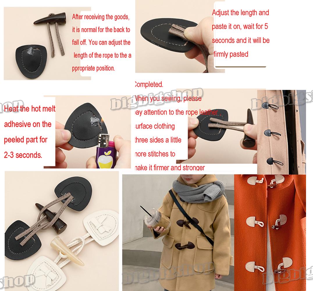 5pcs/10pcs Ox Horn Buckle Synthetic Leather Frog Toggle Clasp Buttons ...
