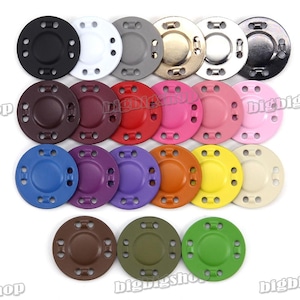 10 botones de presión invisibles con cierre magnético de metal para coser en bolsos, carteras, bolsos, 28 colores, 12,5 mm, 13 mm, 20 mm, 21 mm y 25 mm