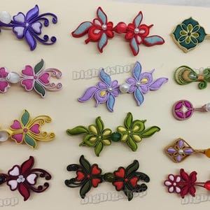 1 pz. Chiusure con bottoni a forma di rana cinese squisita, ganci e occhielli, chiusure per cucire, fiori fatti a mano, maglia Cheongsam deco 51style