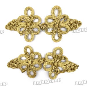 1/5pcs Chinese Frog Button Closures Hook and Eye Gold tone Sewing Fasteners Knit Cheongsam Frogging  Extra Large Golden Belt Bag deco