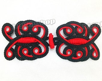 Black extra  large size braid Deco red with black Sewing Fastener Chinese Closure Cheongsam  Knot Frog Button