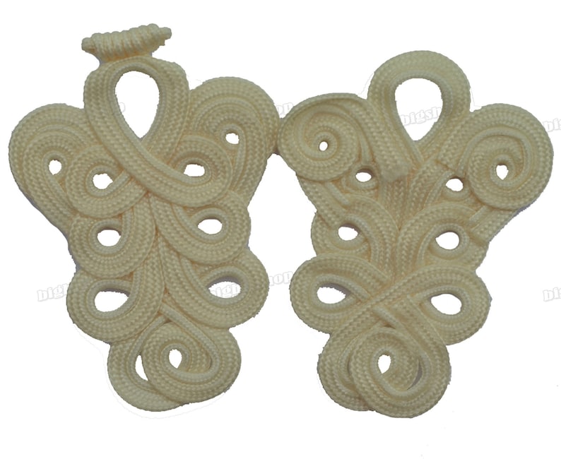 Extra large frog fasteners closure button Beige Cream #12