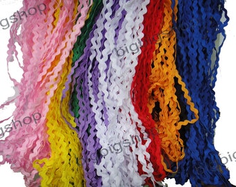 Lots 50yards/200yards small narrow 3mm DIY scrapbooking dressmaking sewing Ric Rac zig zag  ribbon trims 20color pick