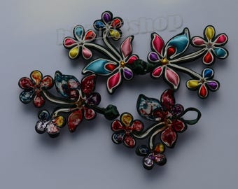1pcs Sewing Fasteners Chinese knot Button Cheongsam Frog Closure handmade floral flower satin fabric Qipao Clothing decorative 14.5cm,12.5cm