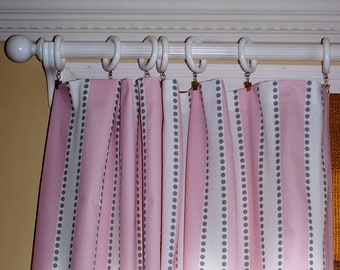 Pink and Grey Curtains,Pink Curtains,Pink Stripe Curtains, Pair Pink Drapes,Drapery Panels, 50"Wide, 3" Rod Pocket,63" 84" 96" 108" 132"