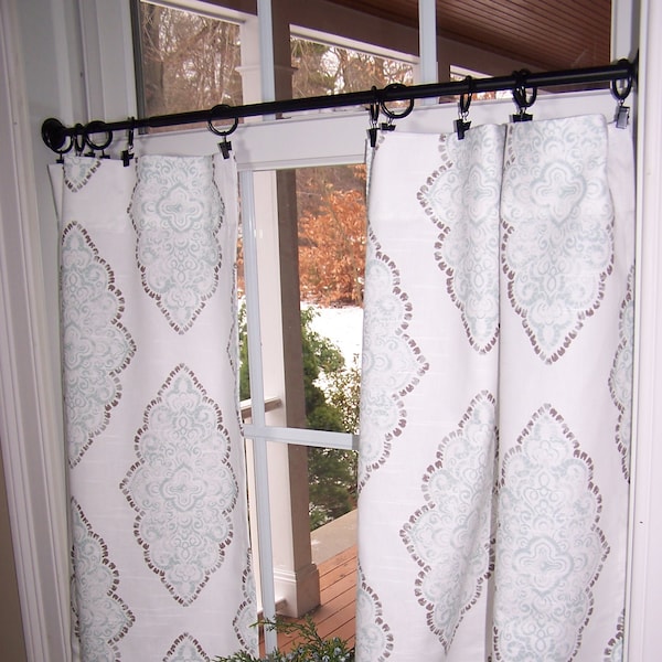 Medallion Cotton Slub Curtains, Cafe , Tier, Valance, Kitchen, Bathroom, Farmhouse, French Country, Choose 1 or 2 Panels