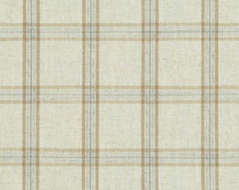 Luxury Linen Drapes, Plaid, Heavy Linen Blend Woven, Modern Farmhouse,  PAIR 24" 50" Wide, Check, Window Pane Sand Ivory Rustic Wool Feel